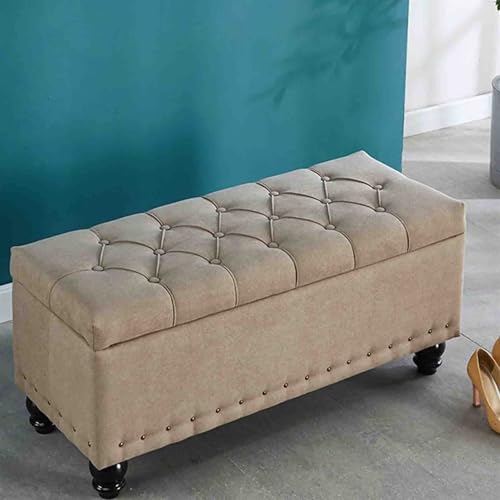 Bancs de rangement rectangulaire beige en tissu pour chambre