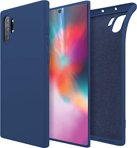 Image of DIZORO Liquid Silicone Case with Microfiber Cushioning Compatible for Samsung Galaxy Note 10 Plus Shockproof Slim Back Cover, Gel Rubber Full Body Protection - Blue
