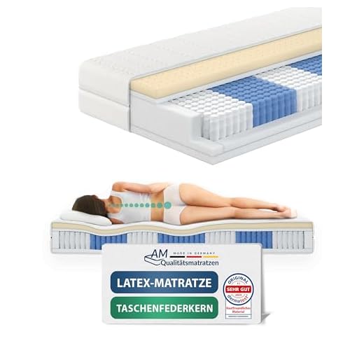 AM Qualitätsmatratzen - Premium Latex-Matratze 90x200cm H3-1000 Federn - Taschenfederkernmatratze - Matratze mit integrierter 4cm Latex-Auflage - 24cm Höhe - Made in Germany