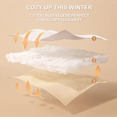 Image of Super Soft Winter 2.5 TOG Sleep Sack with Feet, 100% Cotton Warm Toddler Sleeping Sack with Legs, Foliage, Size M