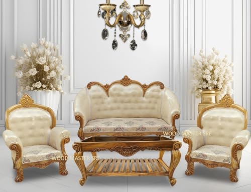 Image of Luxury Wooden Teakwwood Five Seater Sofa Set for Living Room (Honey Brown) Solid Wood Outdoor Chair 5 Seater Sofa | (11)