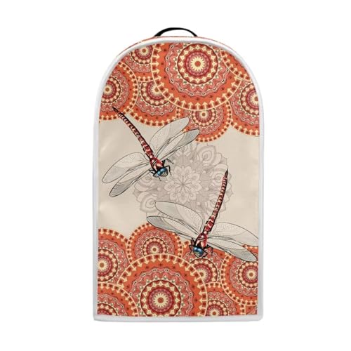 TODIYADDU Dragonfly Floral Blender Cover Orange Mandala Stand Mixer Cover with Top Handle Personalized Coffee Machine Cover Food Processor Dust Cover Lightweight Blender Dust Cover Decorations.