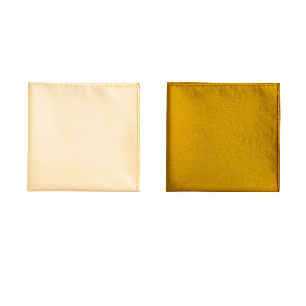 greyknot Men's Pocket Square Set – Golden & Mustard (Pack of 2) | 10x10 inch Satin Finish Handkerchief for Suit, Sherwani, Tuxedo, Wedding & Festive Wear-picture-36