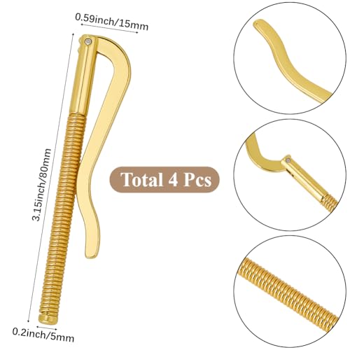 SUNNYCLUE 4Pcs Spring Metal Money Clip 80MM Wallet Spring Clip Insert Bar Replacement Parts Golden Alloy Money Clamp Cash Credit Card Holder for Bifold Leather Wallet Purse Men Women Supplies2