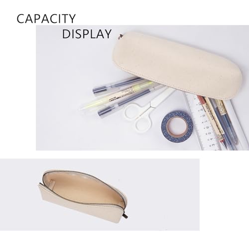 Image of Canvas Pencil Case Cotton Canvas and Simple Multifunctional Pencil Bag Zipper Portable Storage (Black)