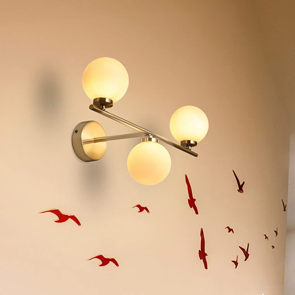 Kinkiet ze szklanymi kulami, nordycki salon, oświetlenie korytarza przy łóżku nocnym, lustrzana lampa przednia, pojedyncza głowica, podwójna głowica, trzy głowice