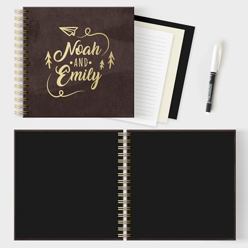 Image of Adventure Book Couple or Family Scrapbook Photo Album, Travel Journal for Polaroid Instax, Keepsake Fits 4x6 or 5x7 Photos, Valentine's Day Gift (Brown, Small - 8.3x8.3 inch)