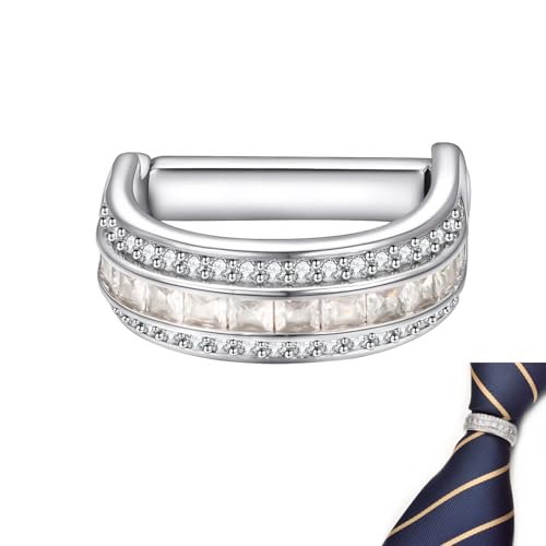 RunootPR Zirkoon dasspeld zilver goud stropdasring stijlvolle dasspeld heren praktische stropdas gesp bruiloft business partijen heren sieraden met geschenkdoos, 1Zoll, koper, Zirkonia