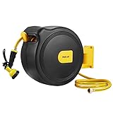 MELLCOM Retractable Garden Hose Reel with 1/2 in x 100 ft Water Hose, Automatic Rewind Hose Reel...
