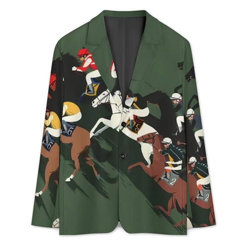Race Horse Horserace Casual Suits Jackets for Men Two Buttons Business Coat Wedding Dinner Party2