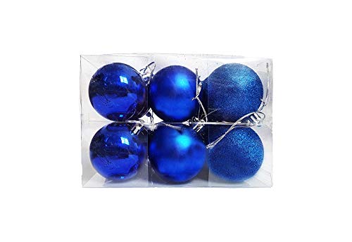 Kit C/24 Bolas de Natal Lisas/Foscas/Glitter de 6cm - Azul Escuro