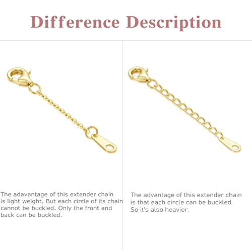 14K Gold 1"/1.5"/2"/2.5"/3"/4"/5"/6" Necklace Bracelet Extender Chain, Necklace Extender Gold 14K, Durable Removable Gold Chain Extender, Gold Adjustable Extension Chain For Necklace Anklet (1Inch, Style 1-Yellow Gold) #TOP2