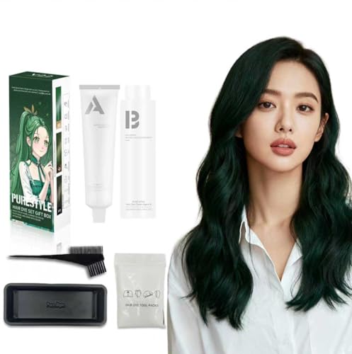 Professional Permanent Hair Dye Cream Kit, 100ml Hair Dye Cream and 100ml Hair Developer and Dye Tools, Ammonia Free, Long Lasting Brown Cyan Hair Color Set for Women Men Easy Use At Home