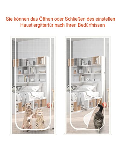 SHRRL katzengitter balkontür 80cmx200cm, Verdickte Katzenschutzgitter fliegengitter Wohnzimmer, Schlafzimmer, Küche, Terrasse, Hund Katze Kratzfester Gittertür mit Reißverschluss