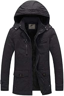 WenVen Men's Winter Thickened Casual Long Hooded Parka Jacket Grey S