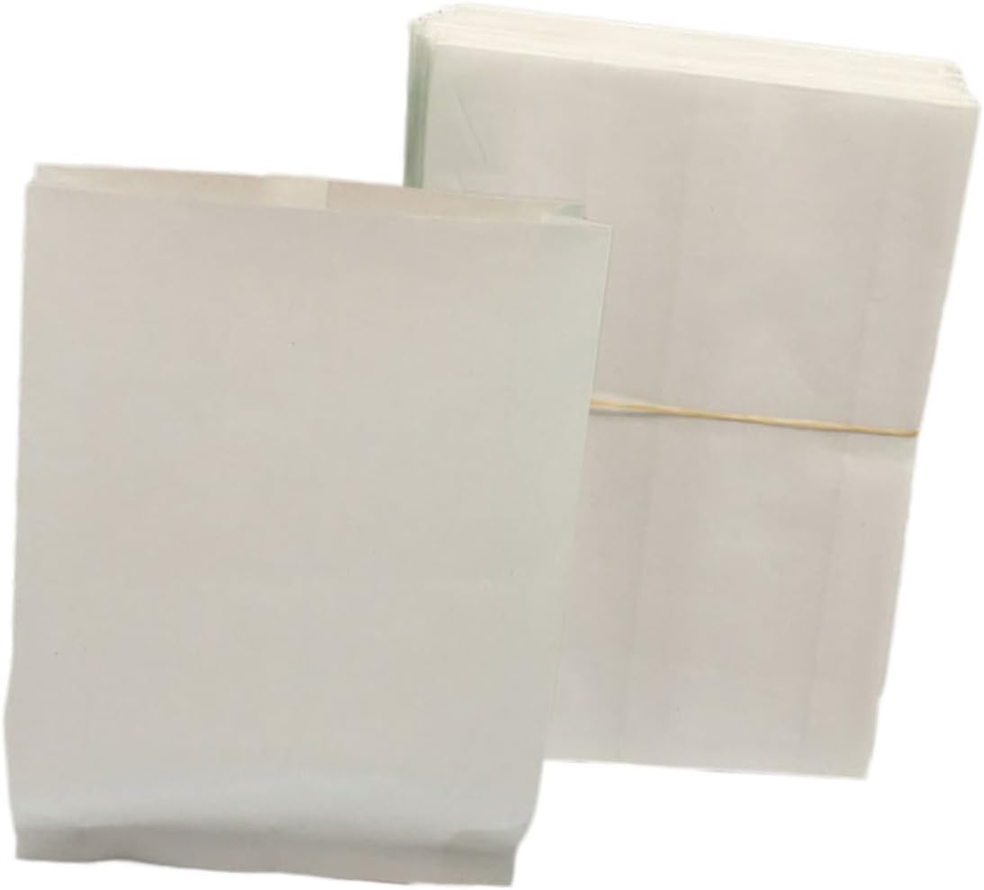 Unomor 100pcs Food Paper Bags Greaseproof Pouches for Fried Chicken French Fries Snacks Baked Goods Oilproof Non Stick Packaging for Takeout Parties