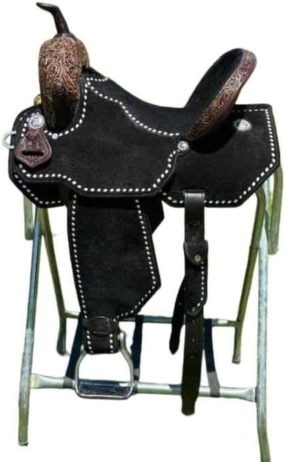 Premium Leather Horse Saddle Barrel Racing Western Wooden Tree Custom Cowboy Cowgirl Handmade Pleasure Comfort Trail Tack Equestrian Tooled Carved Saddle for Riding Size: 10-18 inch Seat, MO-06