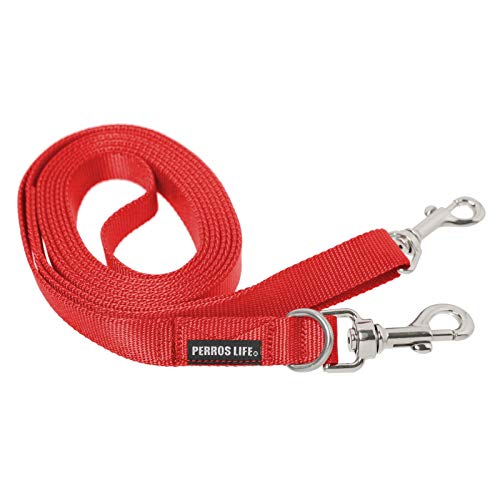 PERROS LIFE Guinzaglio 3 Metri con Doppio moschettone 15mm Cane Taglia Piccola (Rosso)