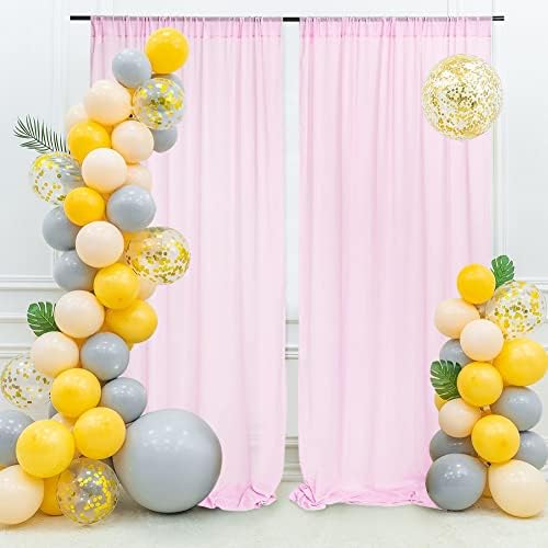 Eternal Beauty Light Pink Chiffon Backdrop Curtain 10x5ft Sheer Back Drop for Party Stage Decoration -2 Panels