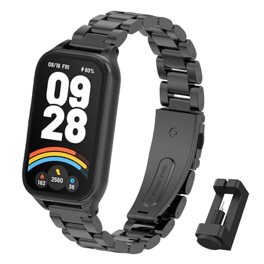 CHULN Compatible Xiaomi Smart Band 9 Active Correa, Acero Inoxidable Pulsera de Metal para Xiaomi Smart Band 9 Active Pulsera de Reemplazo Redmi Smart Band 3 Correa