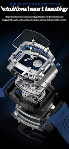 Image of OUPINKE Mens Watches Automatic Skeleton Mechanical Watches for Men Self Winding Luxury Fashion Leather Strap Steampunk Style Luminous Waterproof Men Wrist Watches