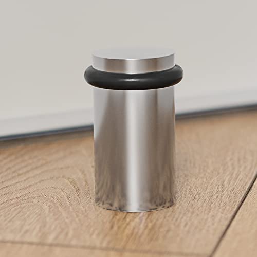 Image of NYCO - Floor Door Stopper Chrome Door Stop - Classy Solid Steel Modern Heavy Duty Door Stoppers - Floor Mount Anchor Screw - Wall Protector for Commercial Door (2 Inch Satin Chrome Finish)