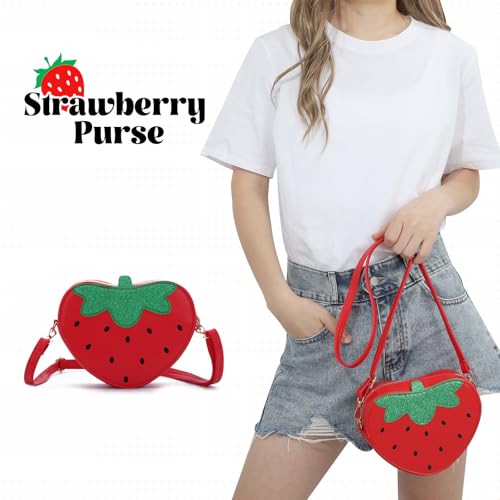Strawberry Shape Purse Cute Strawberry Shoulder Handbag Fruit Shaped Purse Bag3