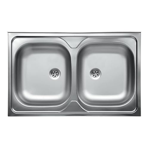 We Point Lavello Da Cucina Due Vasche In Acciaio Inox Da Appoggio 50X80 Cm