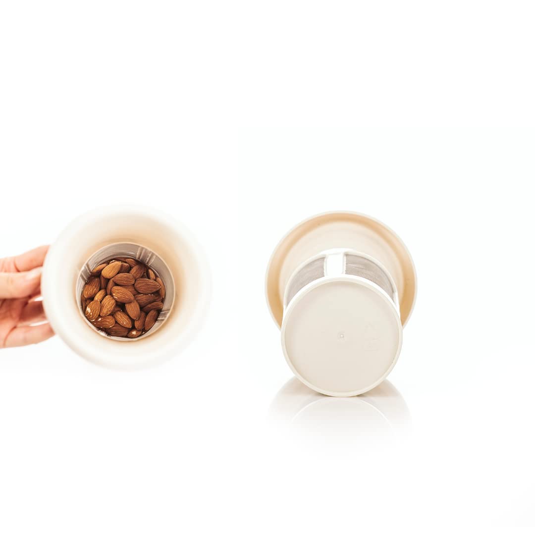 Nut Mylk Maker Nussmilchbereiter Basic, 2-teilig, Emulgierfilter für Suppen, Saucen, Vinaigrettes, Pflanzenmilch, Kaffeespezialitäten, Cocktails etc. 0,5L bis 3L in 1 Minute. QR mit Rezepten