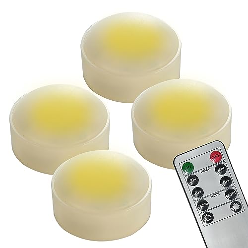 Image of 4 Pack Halloween LED Pumpkin Lights with Remote and Timer White Color Flickering Battery Operated Decor Jack-O-Lantern Flameless Electric Candles for Pumpkin Home Outdoor Decorations