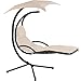 Produktbild TecTake 800699 Hängeliege mit Gestell und Sonnendach mit UV Schutz, 195 x 118 x 202 cm, ergonomisch geformte Liegefläche, inkl. Sitz- und Kopfpolster - Diverse Farben  (Beige | Nr. 403073)