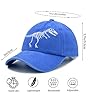 Hatwell Boys' Skull Dinosaur Hat, Embroidered Dino Washed Adjustable Baseball Cap for Kids Age 2-11, Blue #3