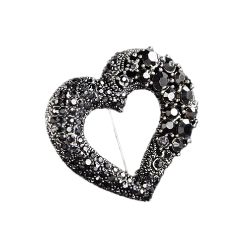 Broche de corazón encantador negro pin retro unisex para regalo de aniversario