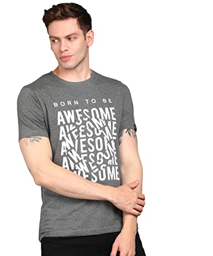 Image of Urbano Fashion Men's Graphic Printed Round Neck Half Sleeve Slim Fit Cotton T-Shirt