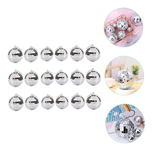 ABOOFAN - 18 bolas espejadas plateadas para colgar, decoración para árbol de Navidad, cumpleaños y bodas, ligeras y brillantes miniatura 3