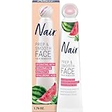 NAIR Prep & Smooth Face Exfoliating Depilatory Cream for Women - Effective Hair Removal for Smooth Skin with Hyaluronic Acid, 1.76 oz