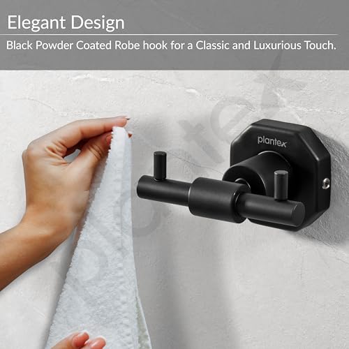 Image of Plantex 304 Grade Stainless Steel Robe Hook /Cloth Holder /Towel Hanger /Bathroom Accessories - Nipron (Black)