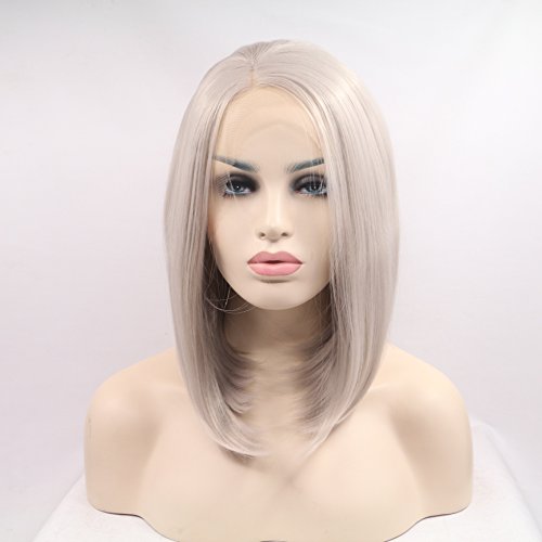 Perruque de cheveux courts gris en fibre premium résistante à la chaleur