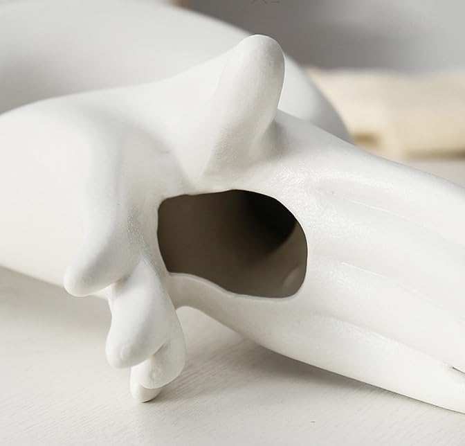 White Vase for Home Decor - Hand Shaped Modern Flower Vases Minimalist Modern Vase Abstract Finger Ceramic Vases for Entryway, Dining Table Centerpiece, and Ideal Gift - Image 7