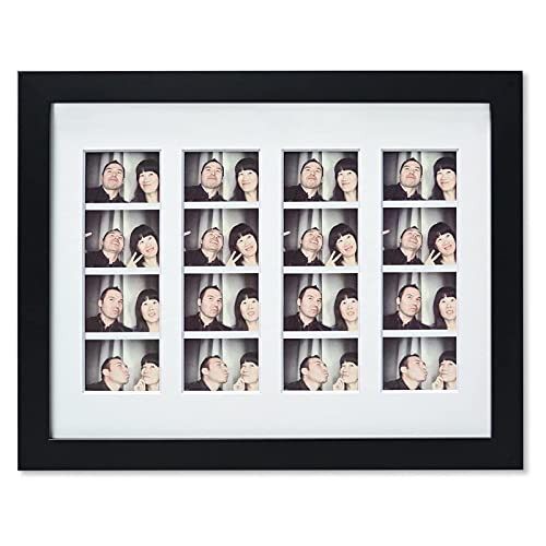 Golden State Art, 8.5x11 Photo frame with mat for 4 2x6 photo booth pictures, Includes Real Glass & Easel Back Display, make a good gifts, Black