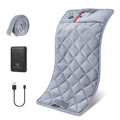 Vofuoti Portable Heating Pad, Cordless Weighted Heating Pads with 10000mAh Battery and 3 Heat Settings, Electric Heated Pad for for Back, Abdomen, Neck & Shoulder, Gift for Family, 12' x 24'