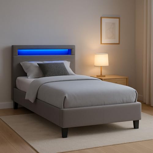 CARO-Möbel Polsterbett Himalaya mit LED Beleuchtung Einzelbett Jugendbett...