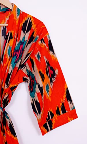 Image of Pure 100% Cotton Robe For Womens Bathrobe Dressing Gown Long sleepwear Free Size Kimono