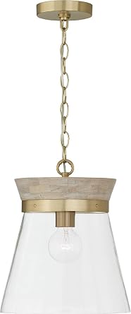 Capital Lighting 347311WS Finn - 1 Light Pendant in Industrial Style-14 Inches Tall and 12 Inches Wide, Finish Color White Wash/Matte Brass, Installation Traditional