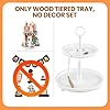 Rustic Wooden Tiered Tray Stand, 2-Tier Decorative Tray with Bead Garland, FODISU Farmhouse Serving Tray, for Coffee Bar Centerpiece, Home Decor, Housewarming Gifts (White, Round) #3