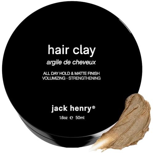Jack Henry Hair Clay for Men - Wax-Based Flexible Matte Finish All-Day Hold - Hair Styling Clay for All Hair Types PVP-Free Organic Award Winning Formula Only 4 Ingredients - Natural Scent 1.6 oz