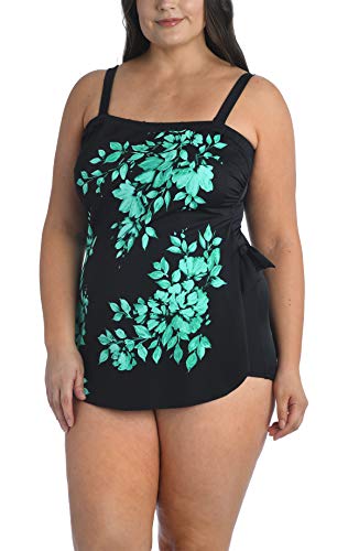 Maxine Of Hollywood Women s Bandeau Sarong One Piece Swimsuit, Black  Divine F, 16W