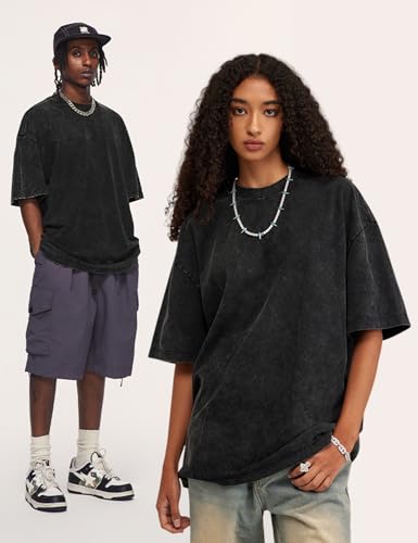 Image of Arssm Men Oversized T Shirts Vintage Tee Loose Fit Short Sleeve Casual Streetwear Baggy Washed Unisex Tops