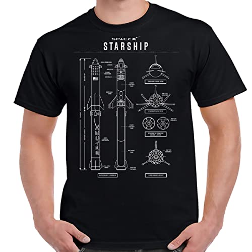 SpaceX Starship Blueprint Shirt-XL Black
