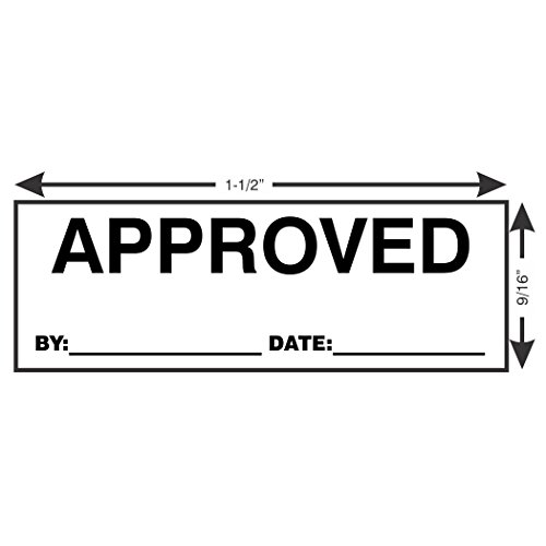 Supply360 AS-IMP1102K - Approved Stamp with by: & Date:, Black Ink, Heavy Duty Commerical Self-Inking Rubber Stamp, 9/16" x 1-1/2" Impression